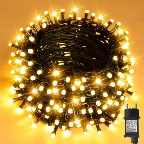 cshare Weihnachten Lichterkette Außen, 40m 400 LED Lichterkette Weihnachtsbaum Lichter,IP44 Wasserdicht& 8 Modi& Timer& Speicher Funktion für Garten Schlafzimmer Außen Innen Dekoration-Warmweiß