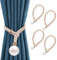 4er-Pack Vorhang Raffhalter, Grau Baumwoll Handstrick Vorhanghalter, Gardinen Raffhalter, Vorhang Clips Seil,Keine Installation, Für Home Office Fensterdekoration (Dunkelbeige)