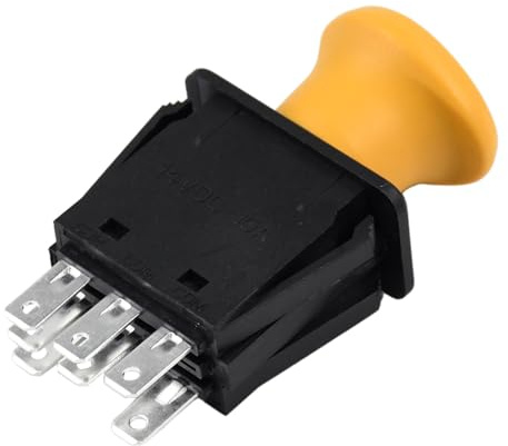 Mizoneparts Interruttore PTO compatibile con Troy-Bilt TB2454 TB2350 Mustang Z42 Z46 XP 46 54 42 50 60 XP Super Bronco 50XP 54XP Aggiornamento 10A 14V, 2 posizioni, 7 terminali, manopola gialla