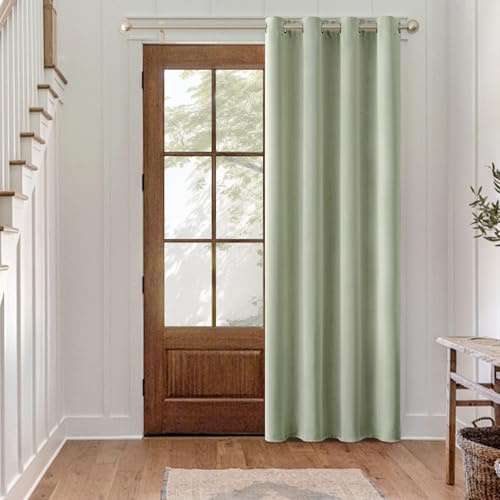 MIULEE Verdunklung Thermo Vorhänge Blickdicht Ösen 1er 140x235cm Salbeigrün | Blickdichter Thermostoff für Wohnzimmer und Schlafzimmer, hilft Licht, Hitze und Kälte zu reduzieren.