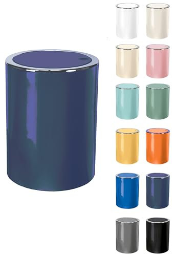 KW Clappe 5Ltr Plastic Swing Bathroom/Kitchen/Small Waste/Office Bin (Dark Blue)