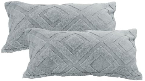 KEAYOO Plüsch Kissenbezug 40x80cm mit Flauschig Teddy Fleece Extra Warm für Winter Kissenbezug (Grau, 40x80)