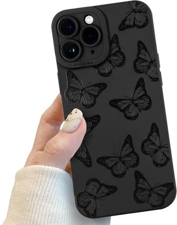 Black Butterfly Phone Case for iPhone 11 Pro, Black Cute Butterfly Pattern for Women Girls, Soft TPU Slim Profile Shockproof Protective Phone Case for iPhone 11 Pro