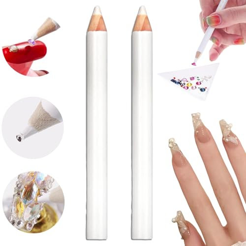 2PCS White Nail Pencil,2-in-1 Nail Whitening Pencils,French Art Manicure Pen,DIY Nail Design Manicure for Art Manicure Supplies,Nail Polish Pens,Nail Art Pens,French Manicure Nail Polish,Wax Pen