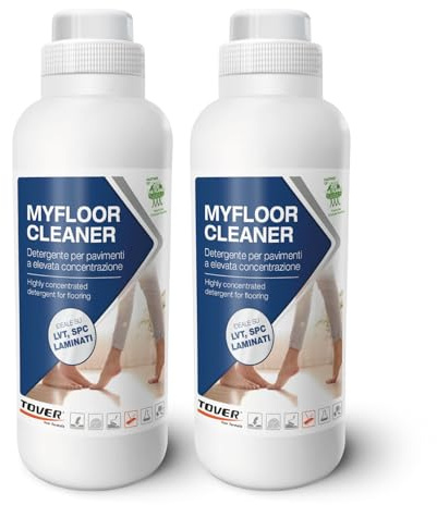 TOVER My Floor Cleaner Detergente Pavimenti Concentrato per Gres Porcellanato, LVT, SPC e Laminato - Sgrassante Universale Senza Aloni, Non schiumogeno, Kit 2x1 Litro
