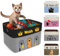 TEAYASON Personalized Cat Toy Storage Basket with Pet's Name Sturdy Foldable Collapsible Cat Toy Bin with Handles for Organizing Pet Stuff, Toys, Clothes
