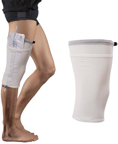 Katheter-Beinbeutelhalter, Katheter-Ärmel, Urin-Beinbeutel, Harninkontinenz Katheter Zubehör Verstellbar mit Praktischer Tasche (Weiß, L)