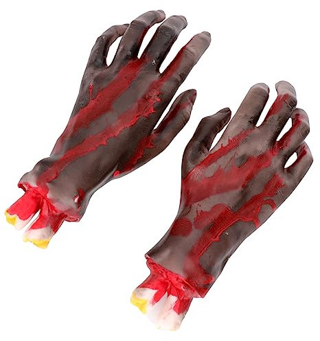 UPKOCH 1 Pair Dead Props Halloween Human Limbs Chainsaw Fangs Instant Veneers Halloween Costume Gloves Skeleton Halloween Props Decoration Pranks Hands Fake Black