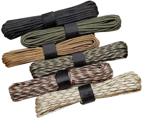 6 Pièces Paracorde 4 mm, Général Paracorde, Corde Escalade Résistance à Déchirure, Corde Bracelet, pour Camping en Plein Air, Jardin, DIY