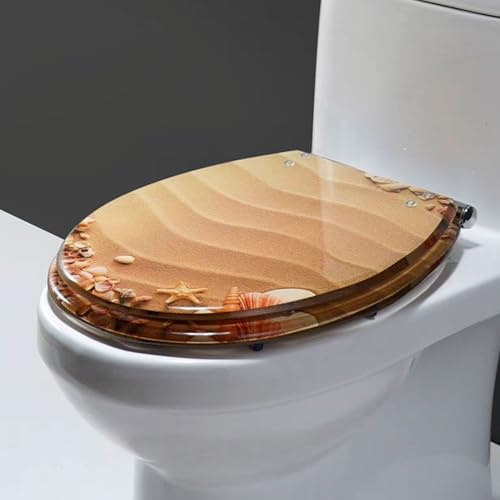 Serenitison Toilettensitz aus Kunstharz,Toilettensitz mit 3D Effekt,transparenter WC Sitz,WC Deckel aus Kunstharz,Leiser Toilettensitz,Geeignet für halbgeschlossene Toiletten,Starke Tragfähigkeit