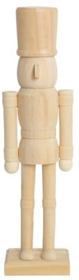 PE Nussknacker Holzfigur Unbemalt 30.4 cm - DIY Bastelset zum Bemalen, Holzrohling Soldat Figur für Weihnachtsdeko & Advent