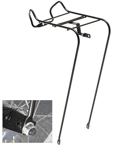Portacesto Bici Anteriore 26” per City Bike e Olanda – Supporto Cesta con Attacco al Perno Ruota – Portapacchi Anteriore Robusto per Bicicletta Uomo Donna Nero