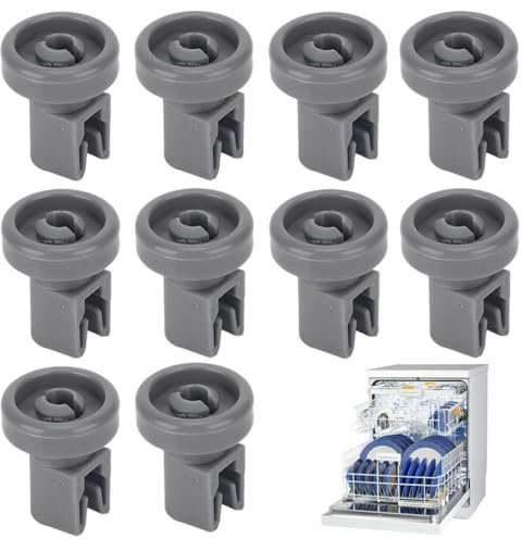 IKOPFLN 10 Pezzi Ruote per Cestello Lavastoviglie, Accessori per Lavastoviglie, Rotelle in Plastica per Cesto Inferiore Piatti Stoviglie - Grigio, Diam 23mm