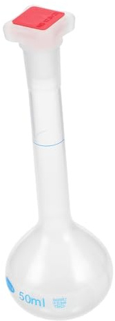 BATHVEVE Fiole Jaugée de Chimie 50 Ml en Plastique Blanc pour Laboratoire, Design Précis et Utilisation Facile, pour Échantillons Liquides en Laboratoire Terrain