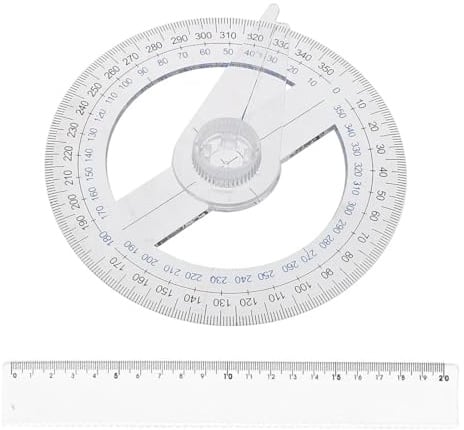 Set de Transportador de 360° y Regla, Instrumentos de Geometría para Dibujo, Material Escolar y de Oficina, 2 en 1 Compacto y Transparente