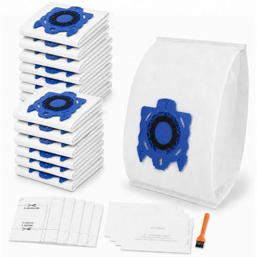 14 Stück GN Staubsaugerbeutel 3D Efficiency für Miele GN Serie S2 S5 S8 | für Complete C3/C2, Classic C1, S400/S600/S800 Serie, 5-lagiges Vliesgewebe, 9917730, 4 Motorfilter 4 Abluftfilter, 1 Bürste