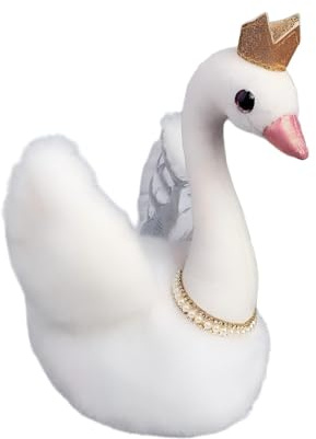 Xiyocadt Schwan Kuscheltier mit Krone – Elegantes Plüschtier Schwarz & Weiß, Weiche Deko-Figur aus Kunstfell, Hochwertige Verarbeitung, 30 cm / 120 g (30cm,Weiß)