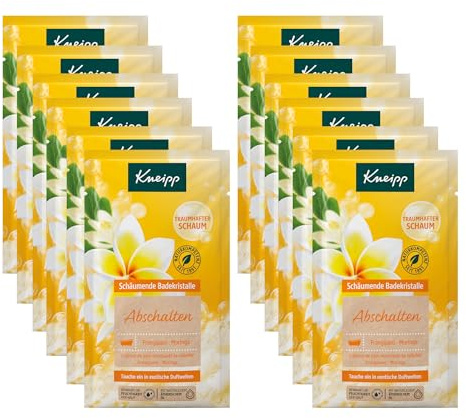Kneipp Schäumendes Badesalz Abschalten - Frangipani & Moringa - Multipack - 12 x 80 g