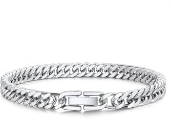 Bandmax Herren Armband Edelstahl Panzerarmband 6/8/12/17mm Massiv Kubanische Gliederarmband 19/21/23cm Schwere Panzerkette Armkette mit Faltverschluss Männer Armreif Schmuck für Geburtstag Vatertag