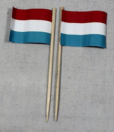 Buddel-Bini Party-Picker Flagge Luxemburg Papierfähnchen in Profiqualität 50 Stück 8 cm Offsetdruck Riesenauswahl aus eigener Herstellung