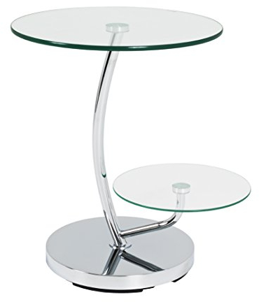 HAKU Möbel Table d'appoint chromé, métal, Verre trempé 10 mm, Verre trempé - Dim.: H 55 cm x Ø 52 cm, Style: Modern