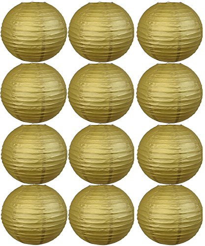 Tmade 12 Stück 15 cm goldene Papier Laternen für Geburtstag, Babyparty, Hochzeit, Party, Garten, Heimdekoration