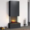 muenkel design Prato - Opti-Myst Elektro-Kamin Kaminofen - mit Heizung (Engine 56) - Breite 80cm - Naturstein Negro Schiefer Schwarz - Rauchfang schwarz-grau