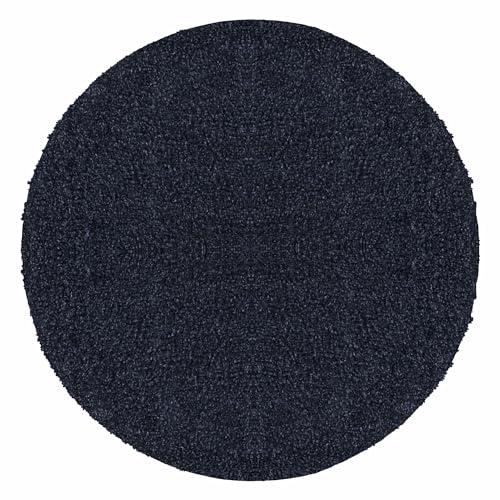 Carpetsale24 Hochflor Teppich Wohnzimmer 200 cm Rund Marineblau Shaggy Flokati Optik Einfarbig Modern Design - Runder Teppich Schlafzimmer und Küche Extra Weich Pflegeleicht Flauschig in 15 Farben