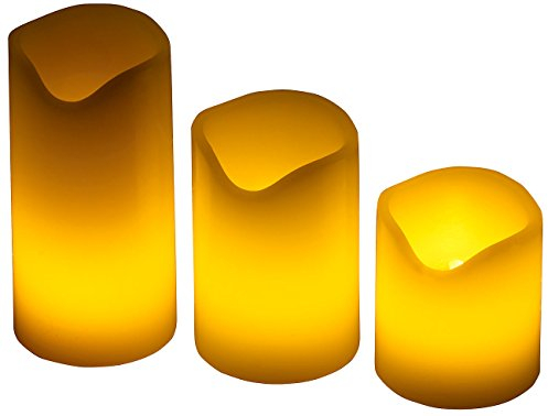 PEARL Wachskerzen mit Batterie: 3er-Set LED-Kerzen, Echtwachs-Mantel, Flacker-Flamme, Batteriebetrieb (Echtwachskerzen mit Batterie, Kerzen Echtwachs, Deko)