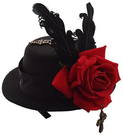 GRACEART Damen Steampunk Mini Zylinder Kopfbedeckungen mit Haarklammer, Steampunk Damen Mädchen Haarklammer Mini Mütze Kopfbedeckung (Schwarz)