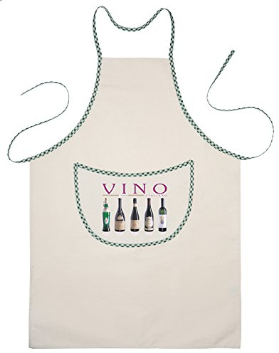 Wein Motiv Kochschürze - Themen-Schürze Italienischer Wein/Trauben/Sorten : Vino - Schürze zum Thema Wein/Weinrebe - Farbe: Creme