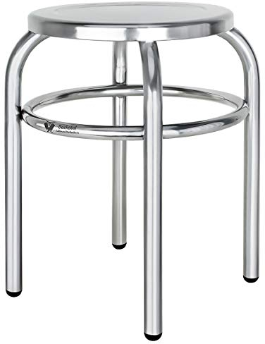 Beeketal 'BEH-30' Hocker aus Edelstahl mit Ø 29 cm Sitzfläche, ca. 1,5 kg, (L/B/H): ca. 370 x 370 x 420 mm, Stabiler Edelstahlhocker fertig montiert mit 4 PVC Stuhlbeinschutzkappen