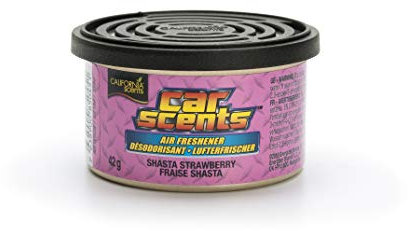 California Scents Ambientador de coche en Lata - Fragancia Duradera de Fresa (Hasta 30 Días) - Control de Intensidad de Olor para un Ambiente Fresco y Personalizado en tu Coche, 42g