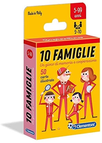 Clementoni - 10 Famiglie, Mazzo di 50 Carte Illustrate con 10 Famiglie da Riunire, Gioco Memory per Bambini 5+ Anni e Tutta la Famiglia, 2-10 Giocatori, Made in Italy, Lingua Italiana, 16172