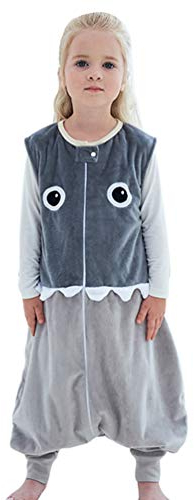 ZKOOO Kinderschlafsack mit Beinen Warm Weich Schlafanzug Mädchen Junge Winterschlafsack Jumpsuit ohne Ärmel Schlafsack mit Füßen Flanell Pyjamas Unisex