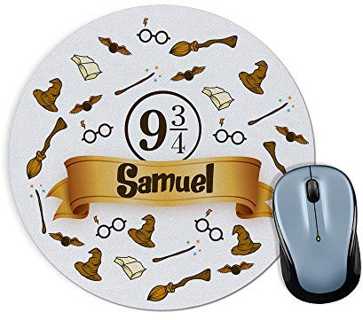 LolaPix Tapis de Souris personnalisé avec nom. Cadeaux personnalisés pour Les Fans. Divers modèles 20x20cm Ronde. Magicien