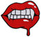Pinsanity Red Vampire Lips and Fangs Embroidered Iron-on Patch