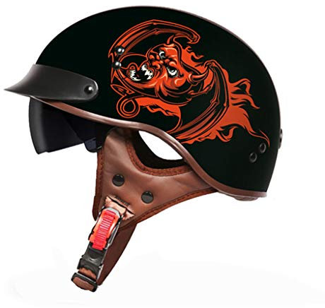 GAOZHE Helmet Casque de Moto Jet Retro,Casque pour Adulte Hommes Femmes Moto Locomotive Summer Moto Retro Casque, Casque Fashion, Dot, ECE, CNS, Certification de sécurité ABN,