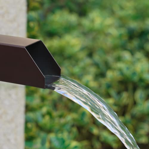 PONDO 20,3 cm quadratischer Wasserbrunnen mit Auslauf aus gebürstetem 316er Nickel Edelstahl Pool Scupper Spillway Brunnen, Wasserspiele, Garten Springbrunnen für Garten Pool Teich (braun)