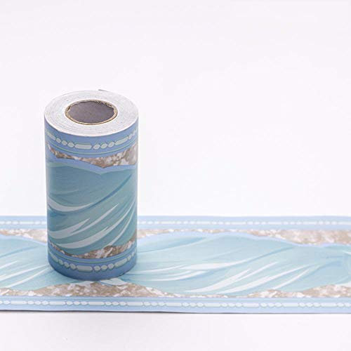TapetenbordüRe Selbstklebende BordüRe Wand Wohnzimmer Tapeten Fliesenaufkleber Bad Dekoband Selbstklebend Blaues Muster 10 X 1000CM