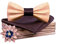 HZQIFEI Jeu de Nœud Papillon en Bois, Noeud Papillon Bois avec Carré de Tissu et Broche en Bois pour Cadeau, Réception, Mariage (C14, 3Pcs)