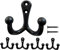 Beilala Coat Hooks for Door Wall, 5 Pack Black Heavy Duty Double Prong Robe Hook with Screws for Bedroom Bathroom Kitchen Garage Toilet Office Shop