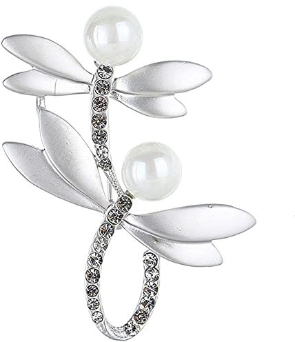 Libelle Simulierte Pearl Brosche Hochzeitskleid Revers Matte Silber Broschen Für Frauen Hochzeit Schmuck