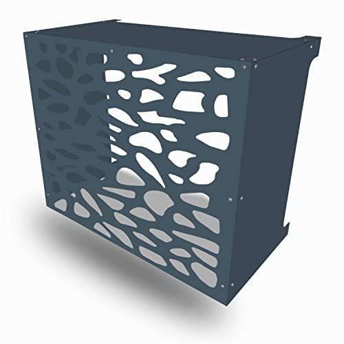 Cache Clim Résistant Climatisation Coffre Climatiseur Mural Aluminium Composite (Motif Pierres, Moyen Anthracite)