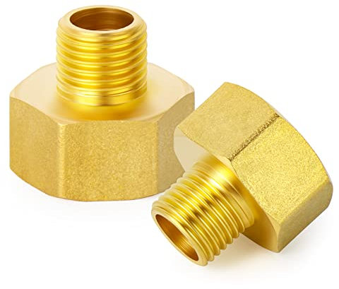 ERGAOBOY 2 Stk Messing Rohrreduzierer Adapter Fittins, 1/2 BSP Buchse auf 1/4 BSP Stecker