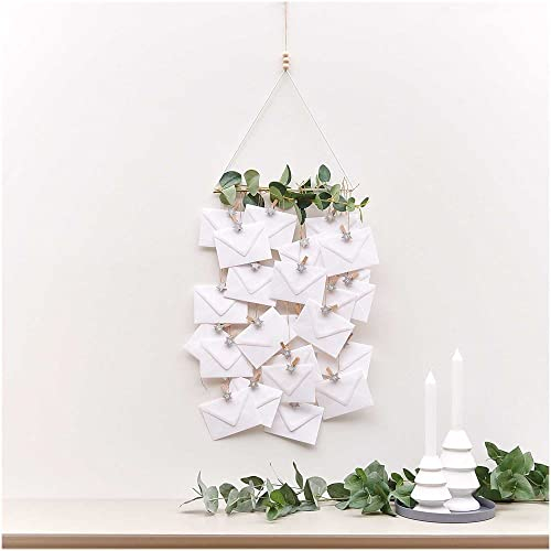 Adventskalender Clips mit Stern, Holz, silber