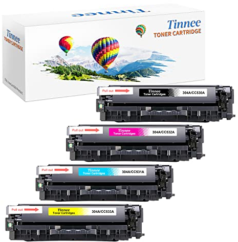 Tinnee 304A Toner Kompatibel für HP 304A CC530A CC531A CC532A CC533A Tonerpatronen für HP Color Laserjet CP2320 CM2320NF CM2320FXI CP2025 CP2025N CP2025DN (1 Schwarz, 1 Cyan, 1 Magenta, 1 Gelb)