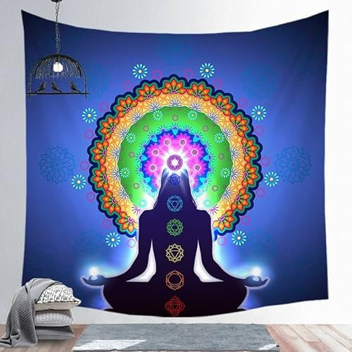 EHOMERY Wandteppich Klein Hochkant Wanddekoration Wohnzimmer Bunt Mandala-Yoga Wandteppich Orient Wandtuch Nordisch Wandbehang Wandschmuck Groß Schlafzimmer 95X73Cm