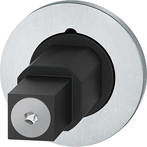 FSB 0 15 1720 08502 6204 Steckgriffrosette Mini, Türrosette rund, Adapter mit Rosette für Türdrücker, Türstärke 49-58mm Edelstahl schwarz matt, Silber