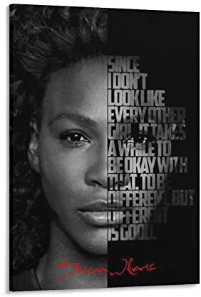 XINGSHANG Serena Williams Celebrity Zitate Poster Schule Korridor Restaurant Dekoration Poster Druck Kunst Wandbild Leinwand Poster Moderne Schlafzimmer Dekor 40 x 60 cm